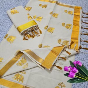 Golden Kasvu Saree With Elegent Design