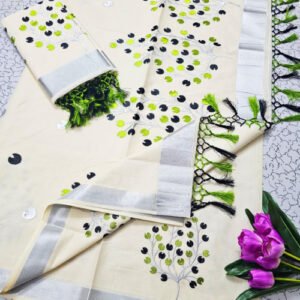 Green and Violet Kasavu Saree