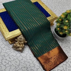 Mysore Green and Red Soft Silk Saree